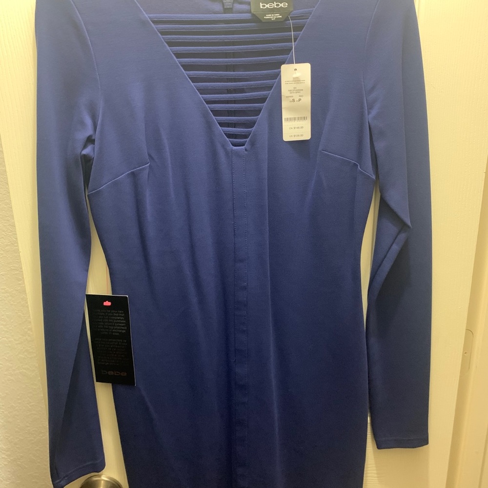 Navy blue dress. Mini dress.